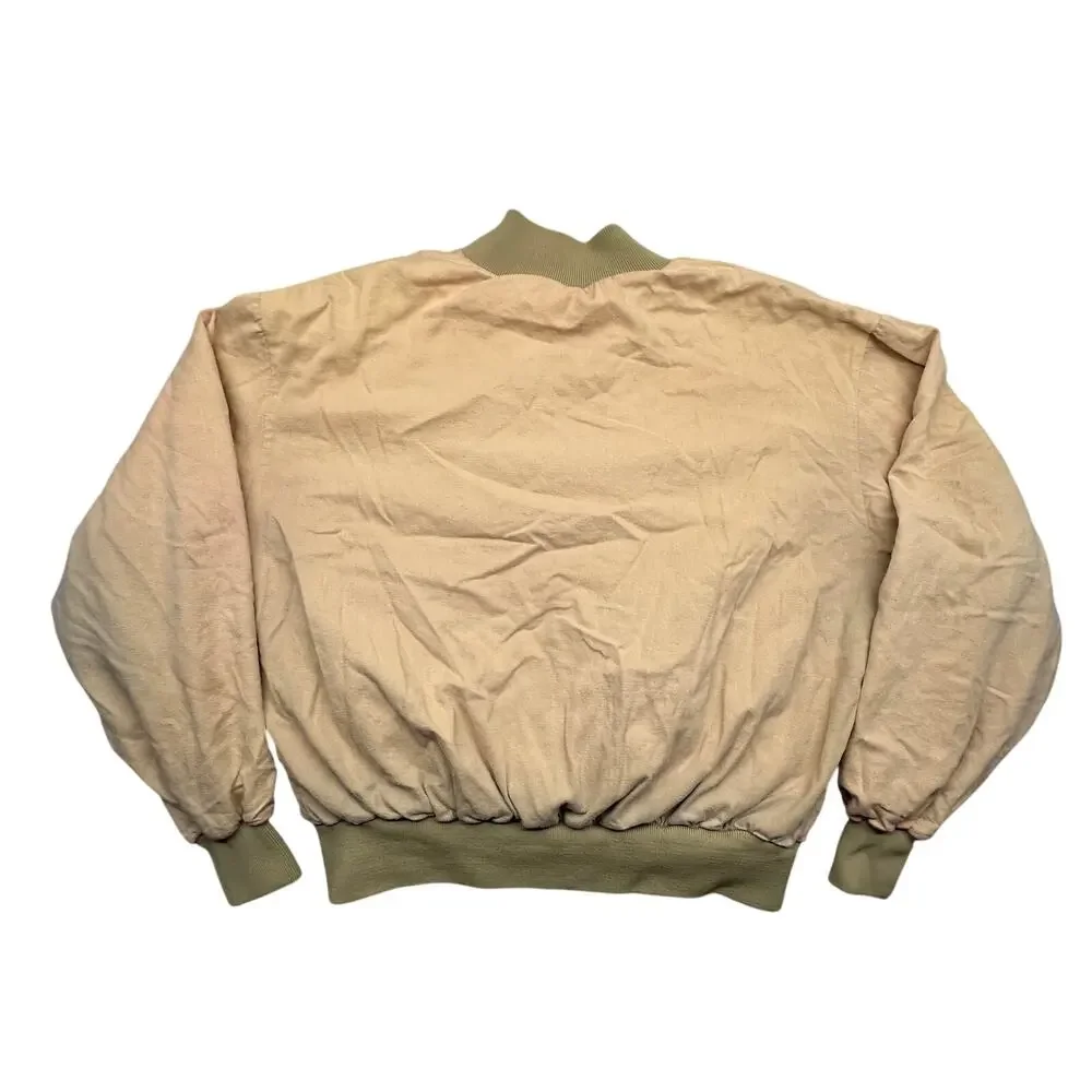 Vintage 80s 90s Duck Head Cotton Bomber Jacket Mens Large Khaki Brown Red Zip